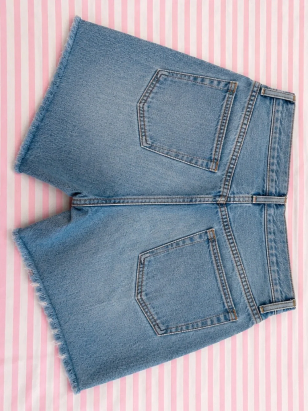 denim forum high rise distressed denim shorts